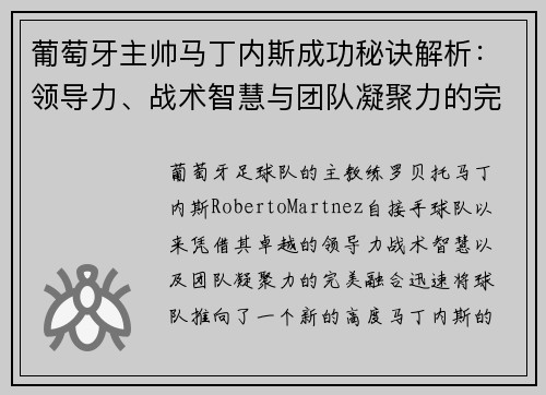 葡萄牙主帅马丁内斯成功秘诀解析：领导力、战术智慧与团队凝聚力的完美融合